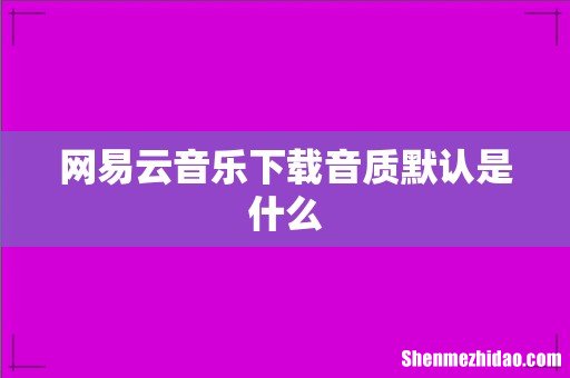 网易云音乐下载音质默认是什么