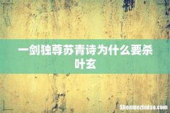 一剑独尊苏青诗为什么要杀叶玄