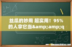 丝瓜的妙用 超实用！95%的人拿它当&amp;quot;洗碗布&amp;quot;，却不知它浑身是宝