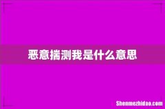 恶意揣测我是什么意思