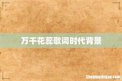 万千花蕊歌词时代背景