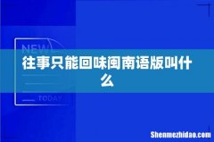 往事只能回味闽南语版叫什么