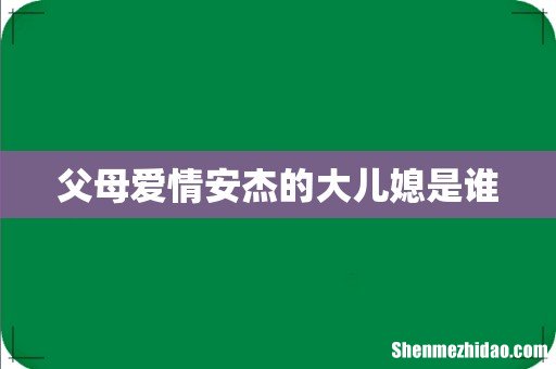 父母爱情安杰的大儿媳是谁