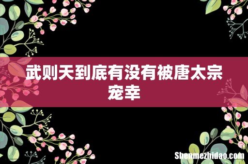 武则天到底有没有被唐太宗宠幸