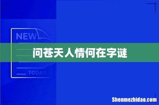 问苍天人情何在字谜