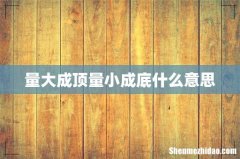 量大成顶量小成底什么意思
