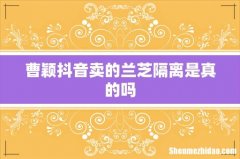 曹颖抖音卖的兰芝隔离是真的吗