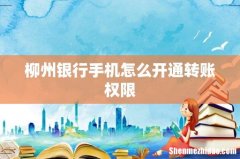 柳州银行手机怎么开通转账权限