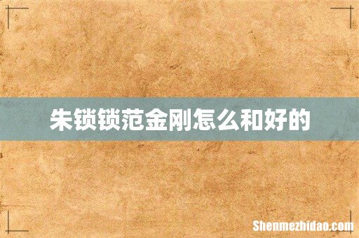 朱锁锁范金刚怎么和好的