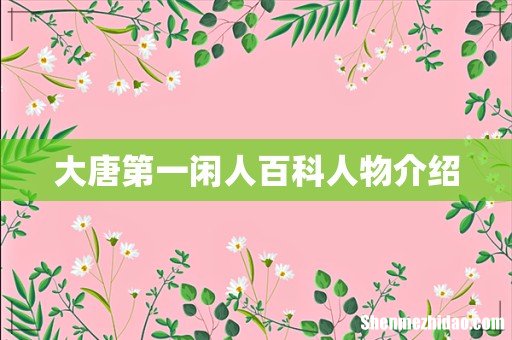 大唐第一闲人百科人物介绍