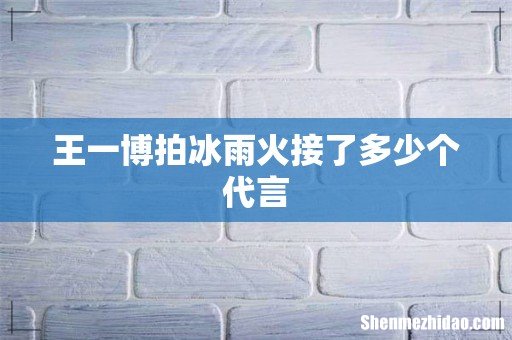 王一博拍冰雨火接了多少个代言