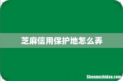芝麻信用保护地怎么弄