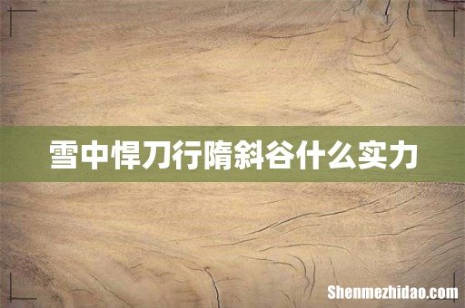 雪中悍刀行隋斜谷什么实力