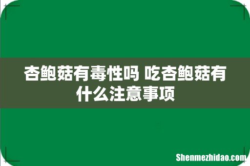 杏鲍菇有毒性吗 吃杏鲍菇有什么注意事项