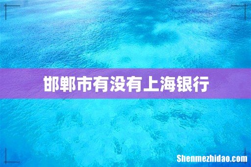 邯郸市有没有上海银行