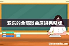 亚东的全部歌曲原唱完整版