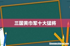 三国黄巾军十大猛将