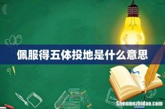 佩服得五体投地是什么意思