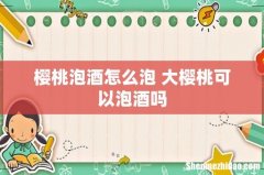 樱桃泡酒怎么泡 大樱桃可以泡酒吗