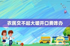 农民交不起大暖开口费咋办