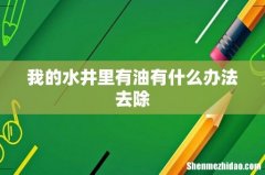 我的水井里有油有什么办法去除