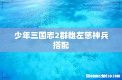 少年三国志2群雄左慈神兵搭配