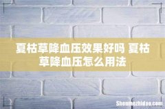夏枯草降血压效果好吗 夏枯草降血压怎么用法
