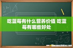 吃蓝莓有什么营养价值 吃蓝莓有哪些好处