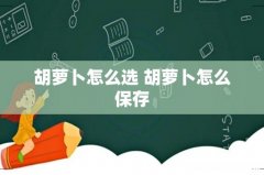 胡萝卜怎么选 胡萝卜怎么保存