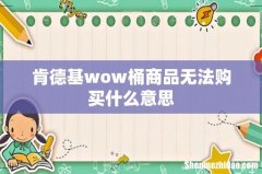 肯德基wow桶商品无法购买什么意思