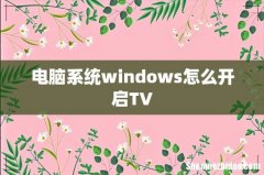 电脑系统windows怎么开启TV