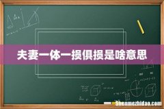 夫妻一体一损俱损是啥意思