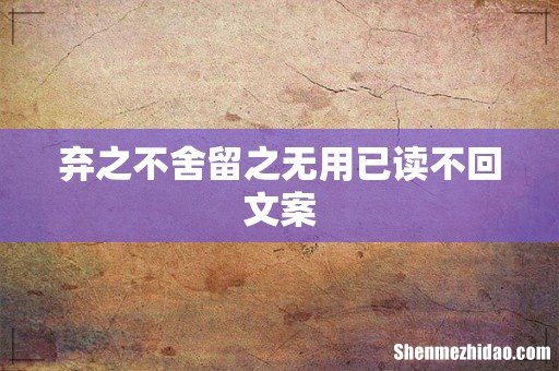 弃之不舍留之无用已读不回文案