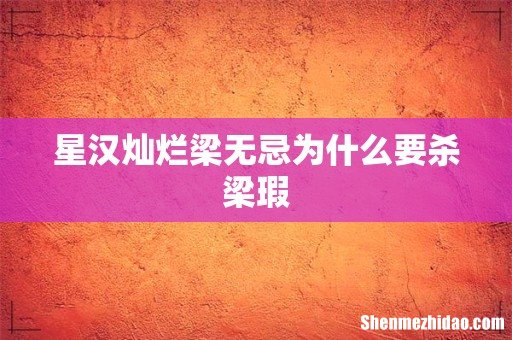 星汉灿烂梁无忌为什么要杀梁瑕