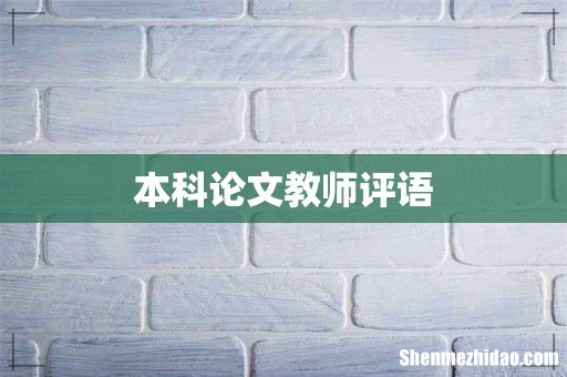 本科论文教师评语