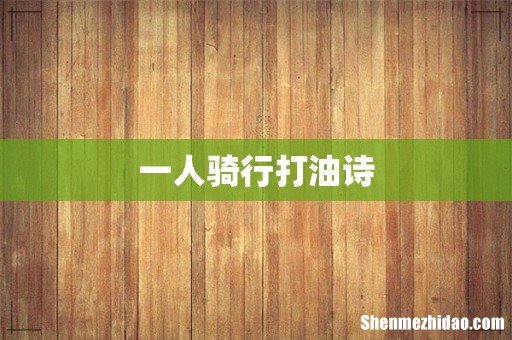 一人骑行打油诗