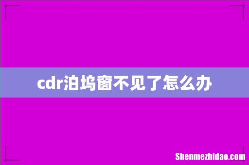 cdr泊坞窗不见了怎么办