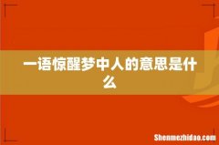 一语惊醒梦中人的意思是什么