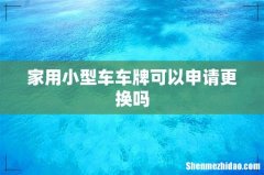 家用小型车车牌可以申请更换吗
