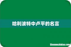 哈利波特中卢平的名言