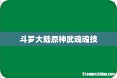 斗罗大陆原神武魂魂技