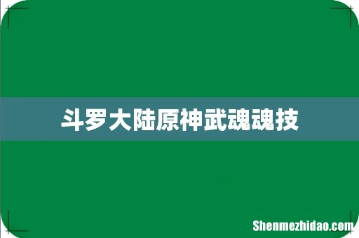 斗罗大陆原神武魂魂技