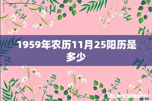 1959年农历11月25阳历是多少