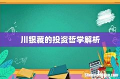 川银藏的投资哲学解析