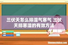 三伏天怎么排湿气寒气 三伏天排寒湿的有效方法