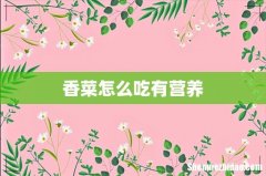 香菜怎么吃有营养