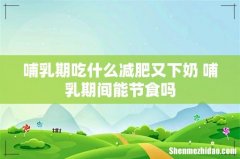 哺乳期吃什么减肥又下奶 哺乳期间能节食吗