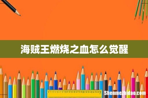 海贼王燃烧之血怎么觉醒