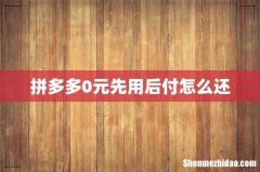 拼多多0元先用后付怎么还