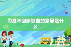 为甚不回家歌曲的意思是什么